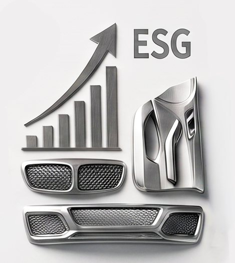 再生材採用によるESG評価向上と自動車部品のイメージ